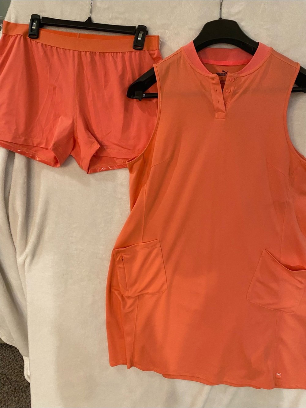 Puma Neon Coral Athletic Tank with Matching Shorts